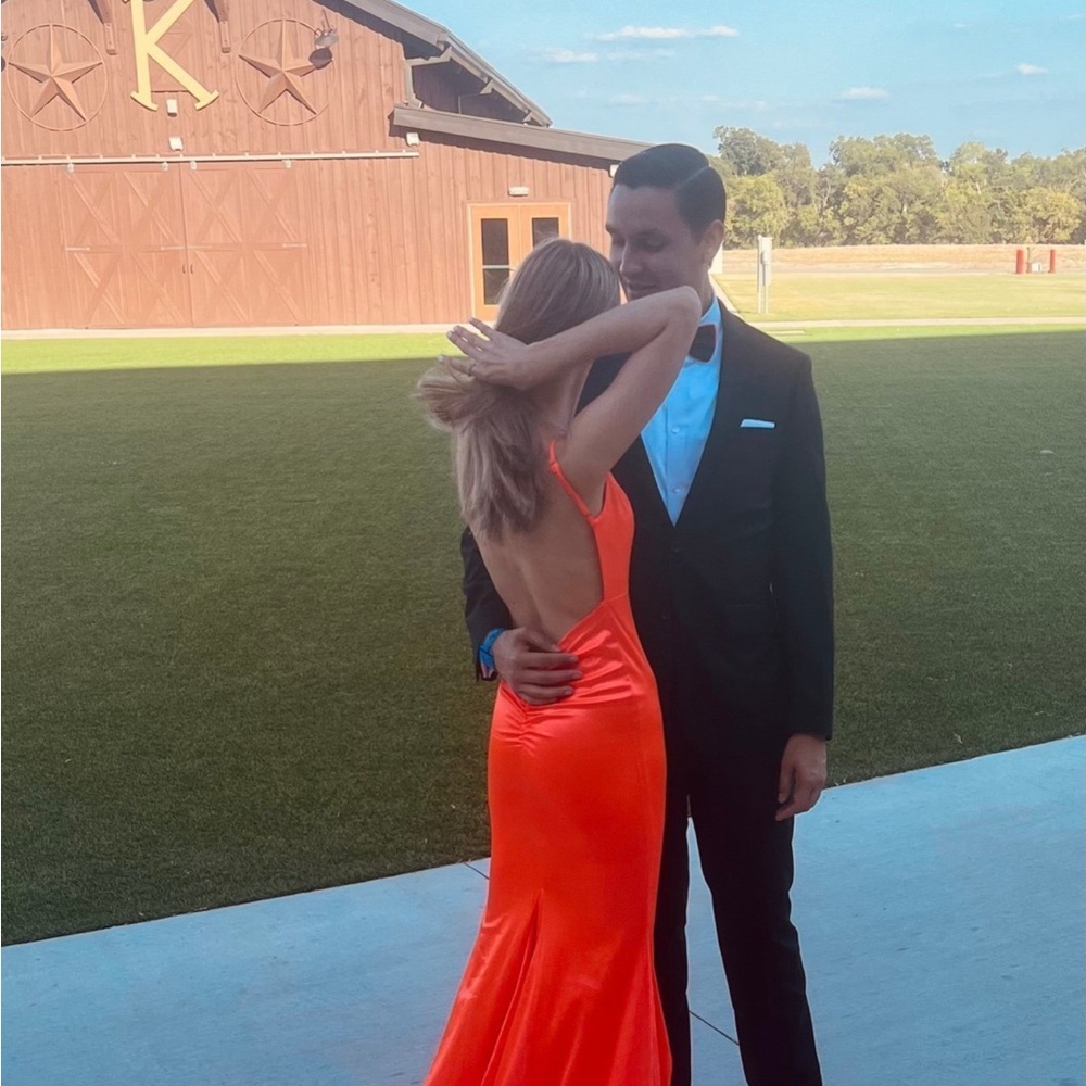 Vibrant Orange Backless Gown